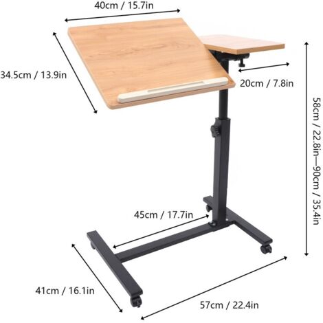 Rigogo Table De Lit Réglable Ordinateur Portable - Bureau Debout Pliable 2 Hauteurs 56/26cm Avec Poignée Transport