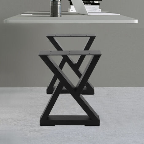 15,7 pouces pieds de table basse pieds de table en métal Set de 2 meubles lourds fleur noir (1/5)
