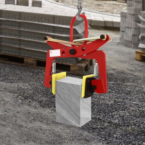 Pince De Levage Pour Pierres 280 Kg - Ajustable 6-24 Cm, Acier Allié, Jaune, Pour Trottoir Et Travaux