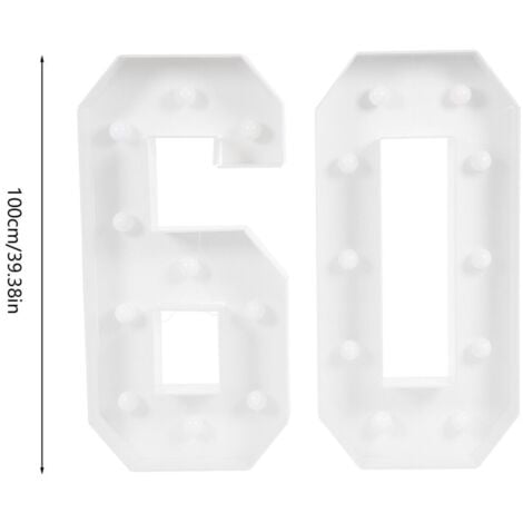 60 Light Anniversaire Décoration Light Up Chiffres Pour Décorations d'Anniversaire
