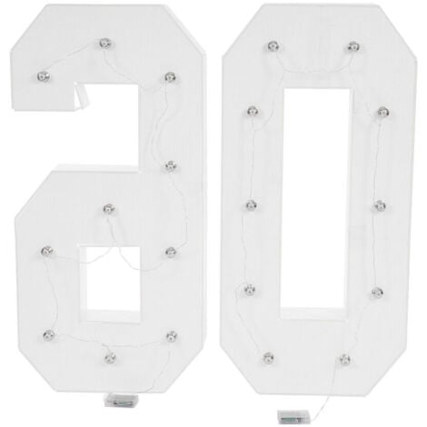 60 Light Anniversaire Décoration Light Up Chiffres Pour Décorations d'Anniversaire