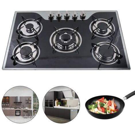 Senderpick – Cuisinière à gaz encastrable 5 brûleurs LPG/NG – Surface en verre trempé 8mm – Allumage automatique – Dimensions 770x510mm