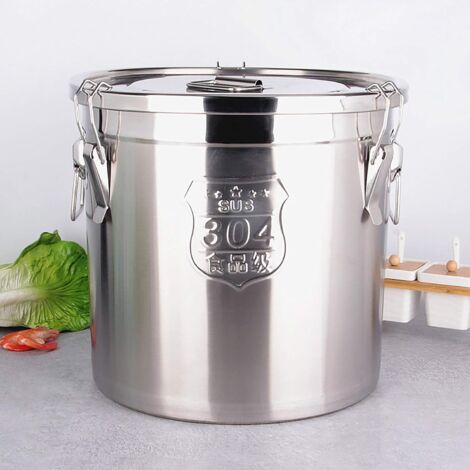 6l étanche à l'air pot alimentaire en acier inoxydable cuisine grain conteneur céréales cuisine lait réservoir de stockage cuisine riz seau à farine avec couvercle cuisine seau (1/5)