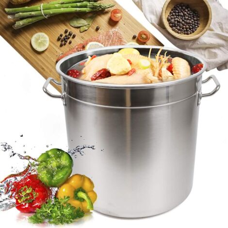 Marmite de Cuisine Marmite de Bouillon avec Couvercle 35/50/70 Litre Marmite de Goulasch Marmite de Camping Marmite en Acier Inoxydable Marmite de Cuisson Epaisseur 0.4 mm (50 L)
