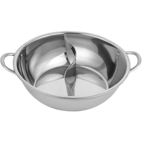 Shabu Shabu Hot Pot 32 Cm Acier Inox 304 Avec Cloison - Couvercle Et Louches Inclus - Induction & Gaz