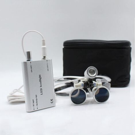 Lunettes grossissantes pour dentistes 3.5 x 420 mm avec lampe frontale LED (1/5)