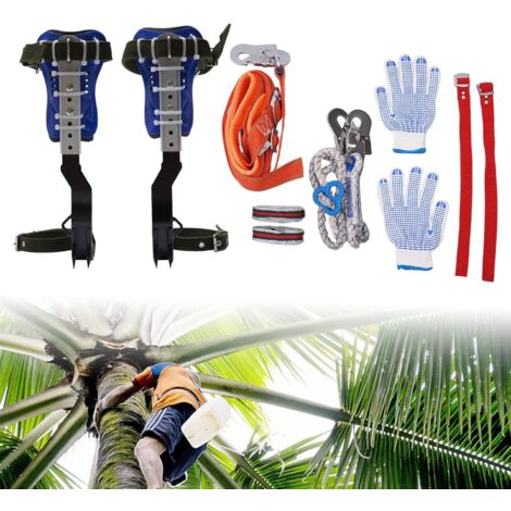 Kit D’escalade D’arbre – Paire De Crampons + Ceinture + Corde, Charge Max 100 Kg
