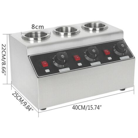 240W Chauffe-sauce électrique commercial 3 bouteilles Machine à chauffer le chocolat chaud