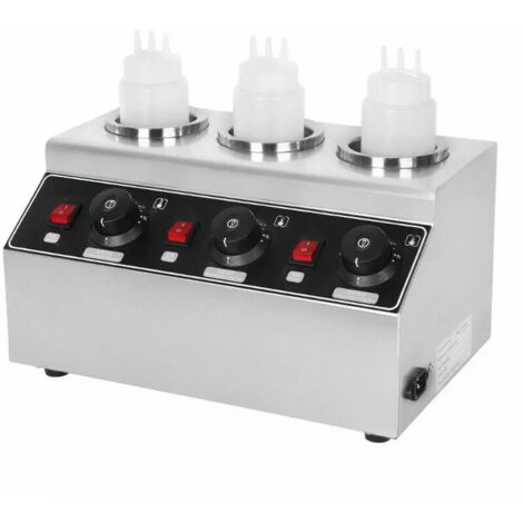 240W Chauffe-sauce électrique commercial 3 bouteilles Machine à chauffer le chocolat chaud