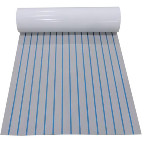 Revêtement de sol pour bateau, autocollant, en mousse de teck eva, gris clair avec bleu, antidérapant, pour bateaux, yachts, ponts de bateaux, bateaux à moteur, 240 x 90 cm