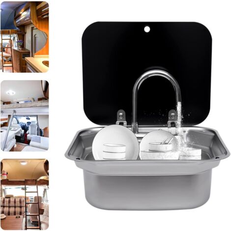 Évier pour camping-car, évier de camping, ensemble de lavabos avec robinet et tuyaux pour les petites cuisines de camping-car, les bars, les hôtels et les cafés