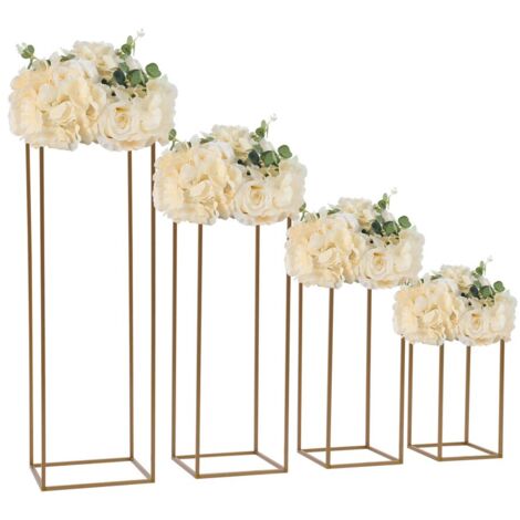 Lot de 4 supports de fleurs dorés, support rectangulaire avec petit marteau, supports de bouquets pour les centres de table de mariage (1/5)