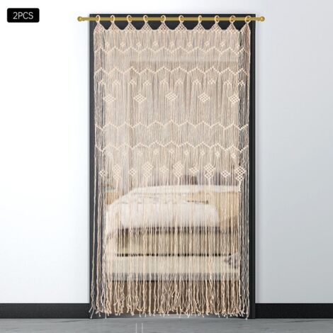 200x85cm Grands rideaux Macrame Rideaux de porte à corde Rideaux à fixation murale Rideaux de chambre à coucher Rideaux de salon (1/5)