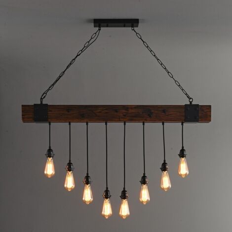 Lampe pendante à 8 têtes Lampe pendante industrielle à fixer au plafond Lampe pendante vintage Lampe pendante carrée Chandelier en fer (1/5)