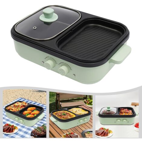 Senderpick – Poêle à frire électrique 2 en 1 antiadhésive 1300W – Casserole et poêle à frire pour 1-3 personnes – Double contrôle de température