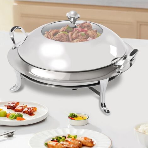 Ensemble de vaisselle anti-brûlure avec poignées pour cuisinière de 28 cm, rond, 3,17 Qt, serveur et réchauffeur de buffet en acier inoxydable