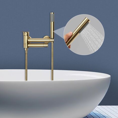 Robinet mural - doré, robinet de baignoire avec thermostat, ensemble de douche pour baignoire, mitigeur, robinet de douche (1/5)