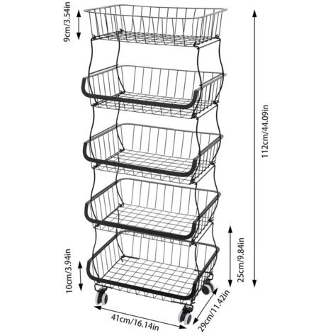 Panier à Fruits 2 Niveaux Amovible Rangement Multifonctionnel pour Comptoir Panier à Fruits Réutilisable Panier à Pain Panier à Fruits et Légumes Organisateur de Cuisine 14.6x8.7x12.8 Po