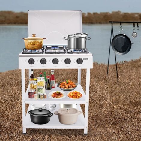 Senderpick – Cuisinière à gaz 5 feux – Gaz naturel 2,5 kW – Couvercle rabattable – Autonome pour camping-car et extérieur
