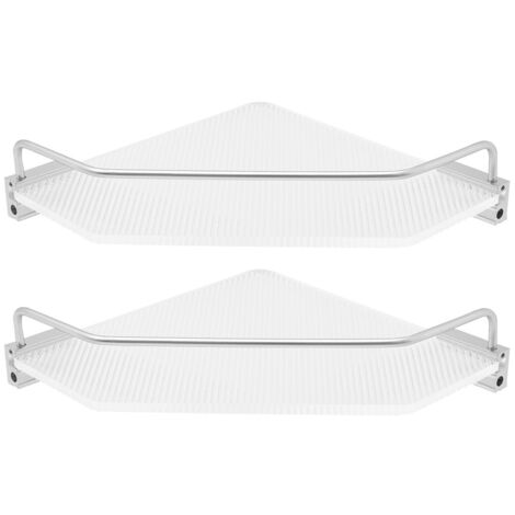 Support de douche mural à deux niveaux pour coin douche, étagère de salle de bain triangulaire, grande capacité de charge. (1/5)
