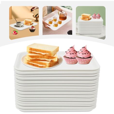 24 plateaux-repas de 36 cm x 27 cm, adaptés aux restaurants et cantines, de couleur blanche.