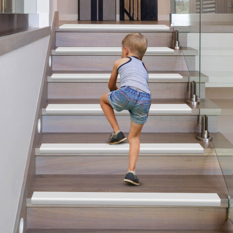 Bande antidérapante pour escalier de 10 mètres, bande adhésive pour bord d'escalier, bande flexible en PVC pour bord d'escalier, couleur blanche.