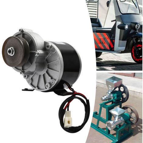 Senderpick – Moteur électrique à courant continu 12V 250W – Vitesse réglable 0-300 tr/min – Moteur à engrenages avec poulie à courroie – Pour scooters et vélos électriques