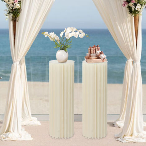 2 colonnes de 100 cm de haut, support en carton pliable, présentoir cylindrique en carton pour fleurs, présentoir pour fleurs de mariage, carton.