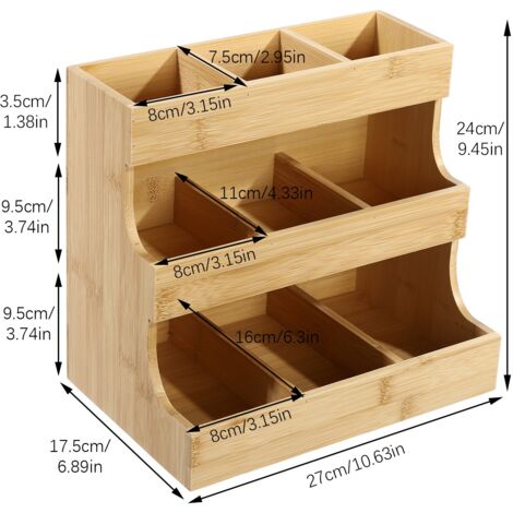 OFFSCH Boîte De Rangement Multifonction En Bois Pour Sachets De Thé