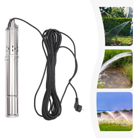 Pompe pour puits profond 3 pouces, pompe submersible, pompe à eau 550 W, débit 1 800 L/h, tension 230 V/50 Hz, longueur de câble 15 mètres, adaptée à l'irrigation agricole.