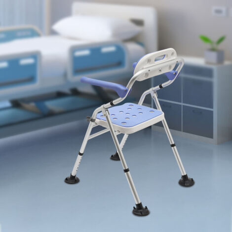 Senderpick – Siège de douche pliable 150 kg – Hauteur réglable 40-53 cm – Accoudoirs ergonomiques – Antidérapant avec patins ventouses