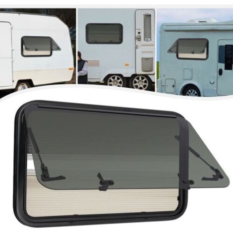 Fenêtre coulissante extérieure en acier trempé pour camping-car, 800 x 500 mm, avec moustiquaire et store pare-soleil, rectangulaire, fenêtre pour camping-car, fenêtre extérieure pour camping-car.