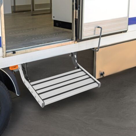 Échelle de camping pliable, échelle d'accueil pour camping-car, en alliage d'aluminium, avec éclairage LED, capacité de charge de 150 kg.