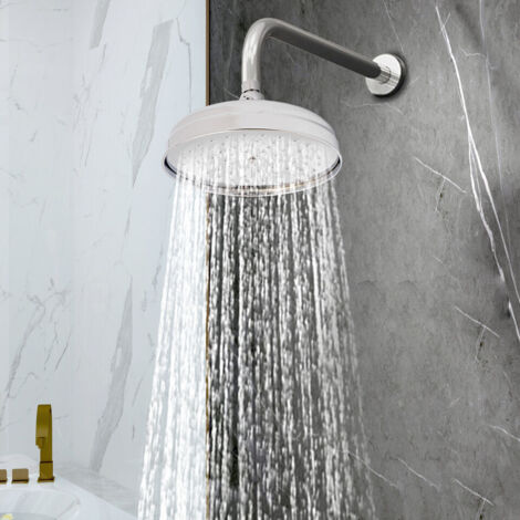 Pommeau de douche en acier inoxydable, pivotant à 360°, douche à effet pluie, pour salle de bain, dimensions 20 × 20 cm, couleur argent. (1/5)
