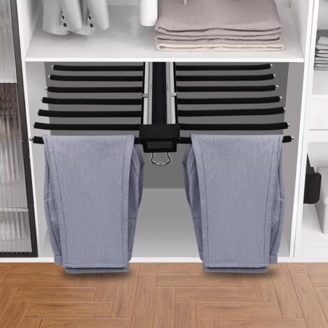 Senderpick – Porte-pantalons coulissant extensible pour armoire – 22 cintres – Capacité de charge 15 kg – Revêtement en velours noir