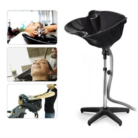 Bac à shampoing réglable en hauteur pour salon de coiffure, grand bac à shampoing en plastique léger Avec tuyau d'évacuation, conception grande capacité.
