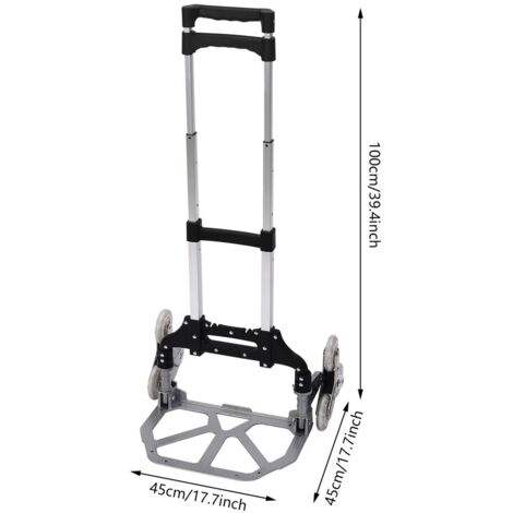 Diable Chariot Pliable Monte-charge Mobile 6 Roues - Marque Relaxdays, Capacité De Charge élevée, Acier, Noir, Garantie 1 An
