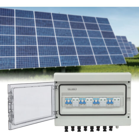 Boîtier de raccordement photovoltaïque avec interrupteur de déconnexion solaire à 1 chaîne, boîtier de disjoncteur 40 A CC, équipé d'un parasurtenseur et de connecteurs pour panneaux solaires, étanche (1/5)