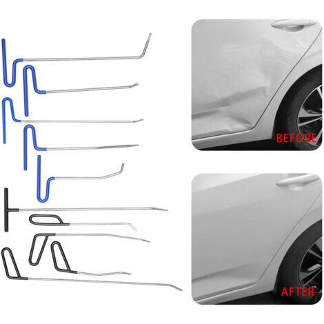 Kit de tiges pour bosses, tiges pour débosselage sans peinture, 10 tiges professionnelles pour réparation de bosses, tiges à crochet pour réparation de bosses sur carrosserie automobile, réparation de (1/5)