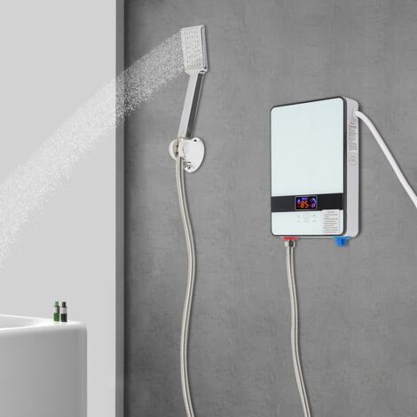 Chauffe-eau électrique instantané, 6500 W, 220 V Alimentation en eau chaude instantanée Ensemble chauffe-eau instantané à LED Chauffe-eau électrique avec pomme de douche à main