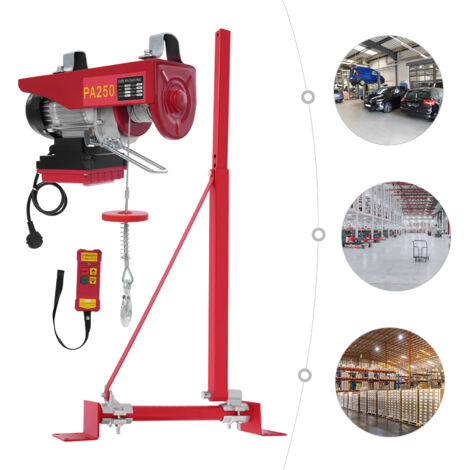 Treuil électrique avec télécommande sans fil Câble métallique de 12 m Capacité de 125 kg à 250 kg Hauteur de levage de 12 m Convient aux grues à câble
