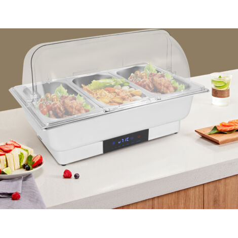 Ensemble buffet isotherme à trois compartiments de 9 litres Ensemble de récipients isothermes rectangulaires et chauffe-plats en acier inoxydable, idéal pour les banquets, les fêtes et les célébration
