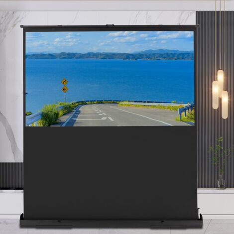 Écran de projection pliable de 80 pouces, écran de projection portable, 170 x 100 cm, format 16:9, portable, fonctionnement manuel, avec support - noir mat