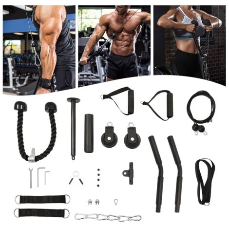 Système de poulie pour salle de sport, système de poulie à câble pour salle de sport LAT Pulldown, entraînement des biceps, équipement de salle de sport à domicile idéal pour les avant-bras, les épaul