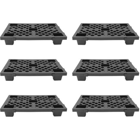6 palettes en plastique 60 x 40 x 10 cm, palettes de sol légères et imperméables, tapis de rangement emboîtables avec grilles respirantes, utilisables à l'intérieur et à l'extérieur, dans les garages, (1/5)