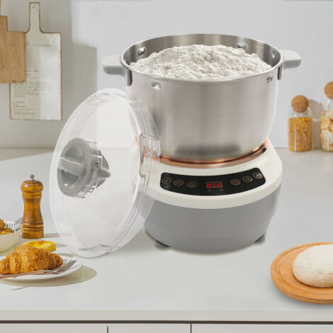 Pétrin avec fonction de fermentation, machine à pâte entièrement automatique de 7 litres, fonction de fermentation à 45 °C, minuterie intelligente, pétrissage rapide en 10 minutes