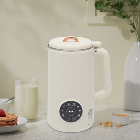 Machine à lait de soja, centrifugeuse de 1000 ml avec 10 lames Machine à lait d'avoine avec démarrage différé / maintien au chaud / mixeur électrique autonettoyant pour noix, soja et céréales