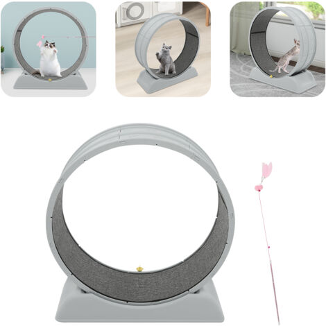 Rouelle pour chats, tapis roulant, jouet d'entraînement ultra silencieux et sécurisé pour chats avec mécanisme de verrouillage, piste amovible avec tapis pour courir et griffer (bleu) (1/5)