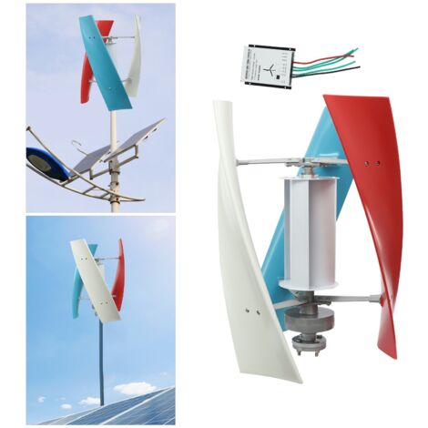 Éolienne verticale, kit générateur éolien, générateur éolien vertical avec roue à vent auxiliaire 24 V 100 W