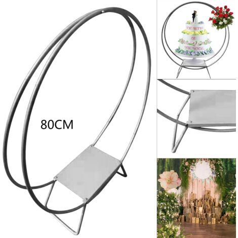 Support à gâteau double anneau argenté 80 cm Support floral Décoration florale pour mariage (1/5)